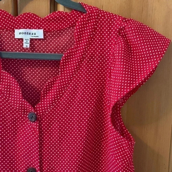 Monteau red polka dot S - Picture 1 of 8